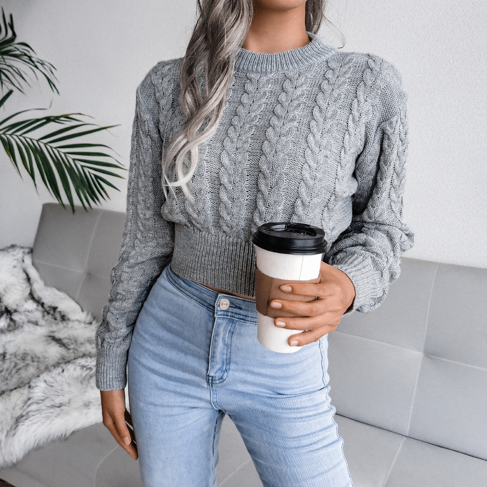Femme Cropped Tekstureret Kabelstrikpullover Stilla