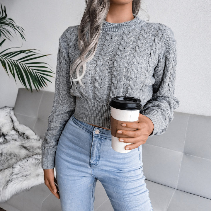 Femme Cropped Tekstureret Kabelstrikpullover Stilla