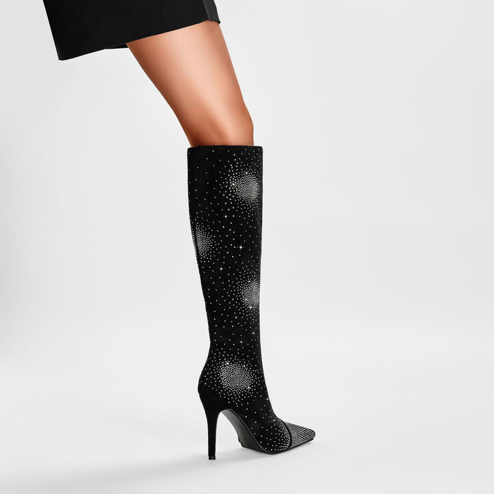 Femme High-Stiletto Krystal-Belagte Over-the-Knee Støvler Stilla