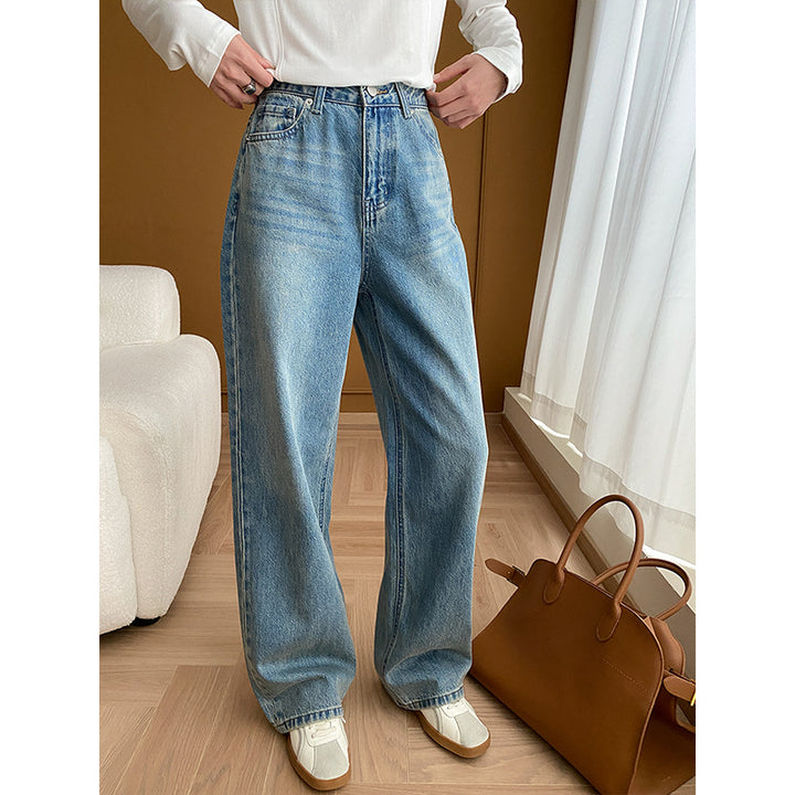 Kvindernes højtaljede bredskårne jeans Stilla