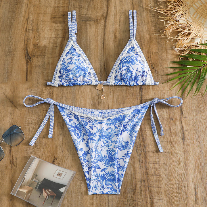 Dame blomstertryk trekant bikini sæt Stilla 1750838939