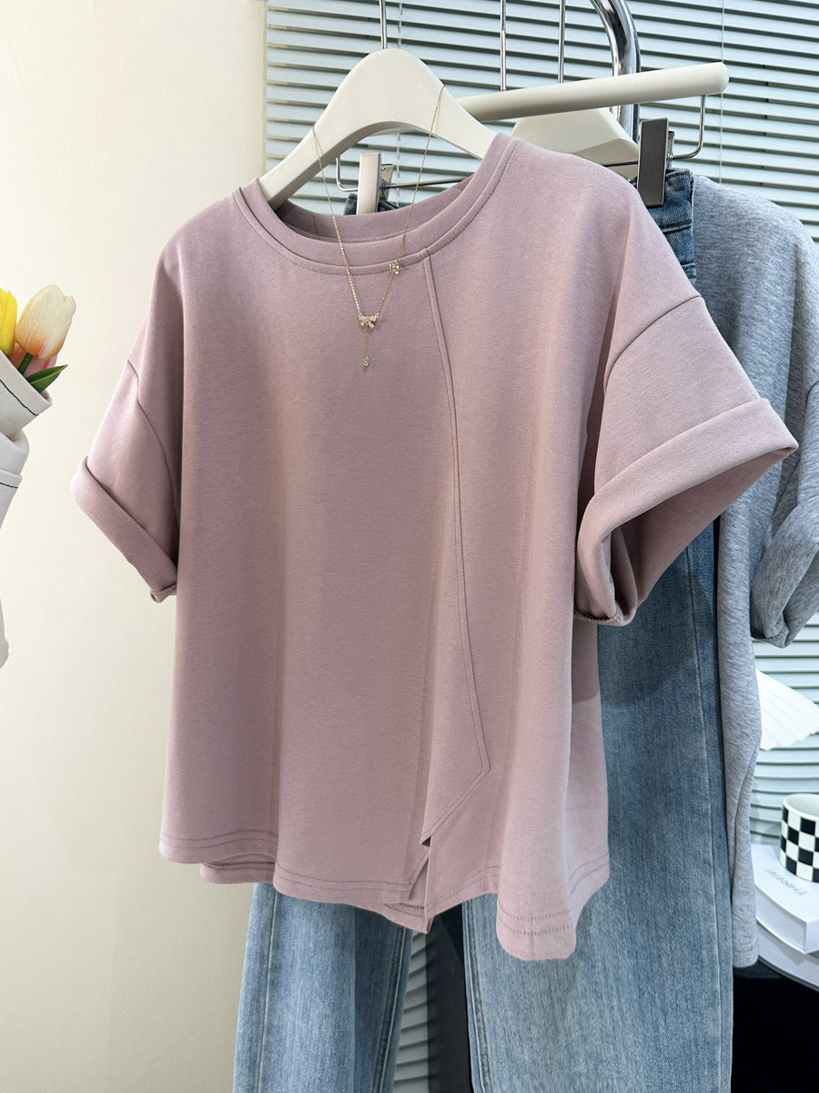 Dame Casual Asymmetrisk Søm T-Shirt Stilla