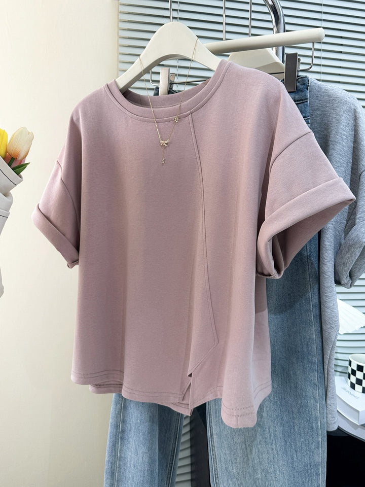 Dame Casual Asymmetrisk Søm T-Shirt Stilla