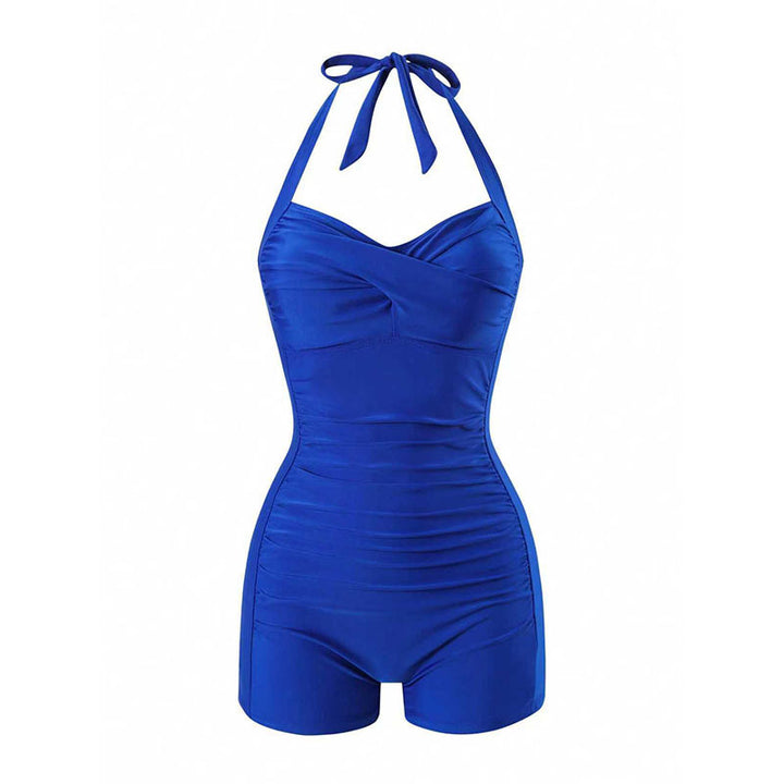 Dame Stilfuldt en-delt badedragt med bindbart nakke-design Skovae