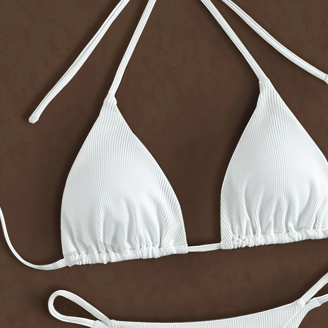 Dame bikini-sæt med ribbet tekstur og justerbare stropper Stilla