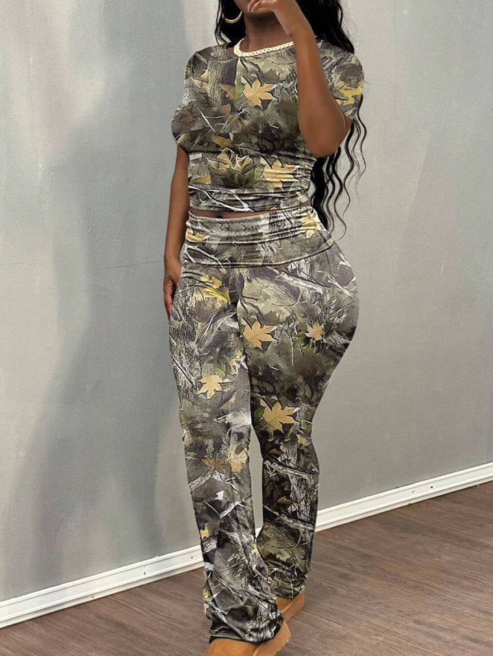 Dame Camouflage Tryk Lounge Sæt Stilla