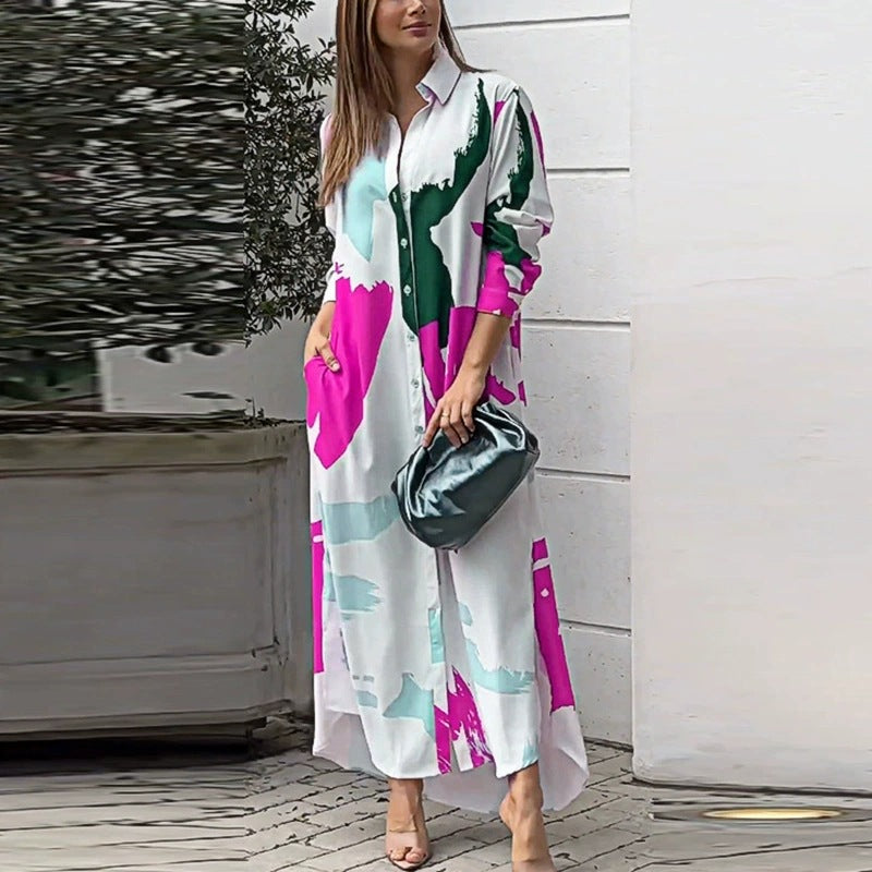 Dame Midi-kjole med farverig print Stilla