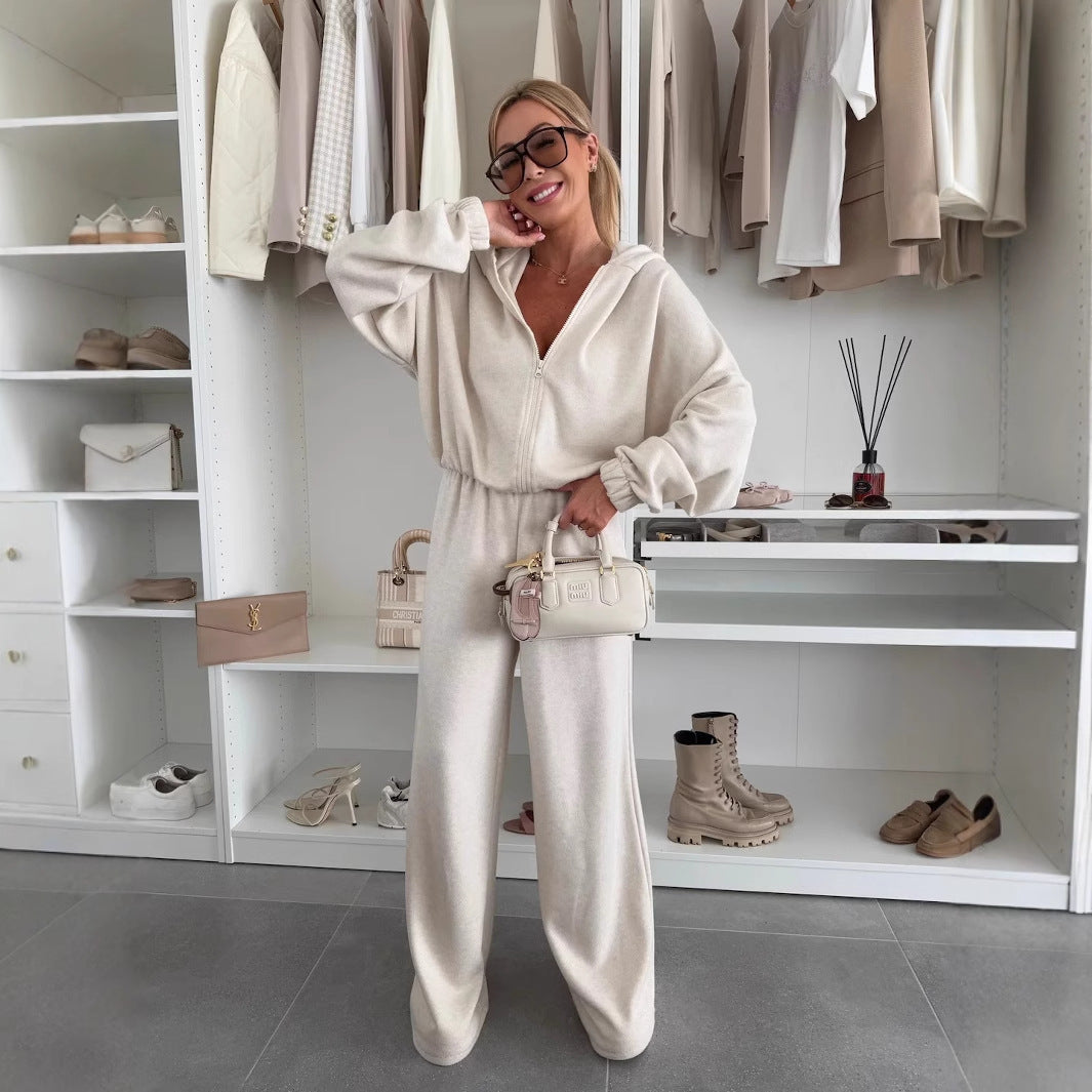 Kvinders fleece overall med lynlås og brede ben Skovae