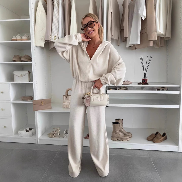Kvinders fleece overall med lynlås og brede ben Skovae