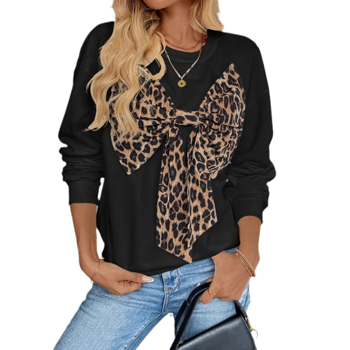 Dame Leopardprint Bue Detalje Sweatshirt Stilla
