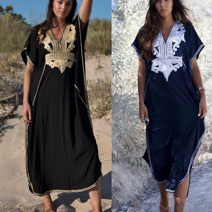 Dame Strandtunika med elegant boho-inspireret design og håndlavede broderier Stilla