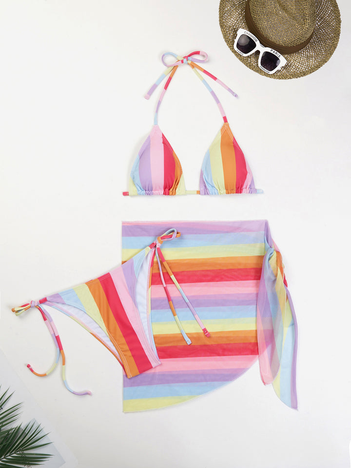 Dame Triangle Bikini Sæt med gennemsigtigt Cover-Up Stilla