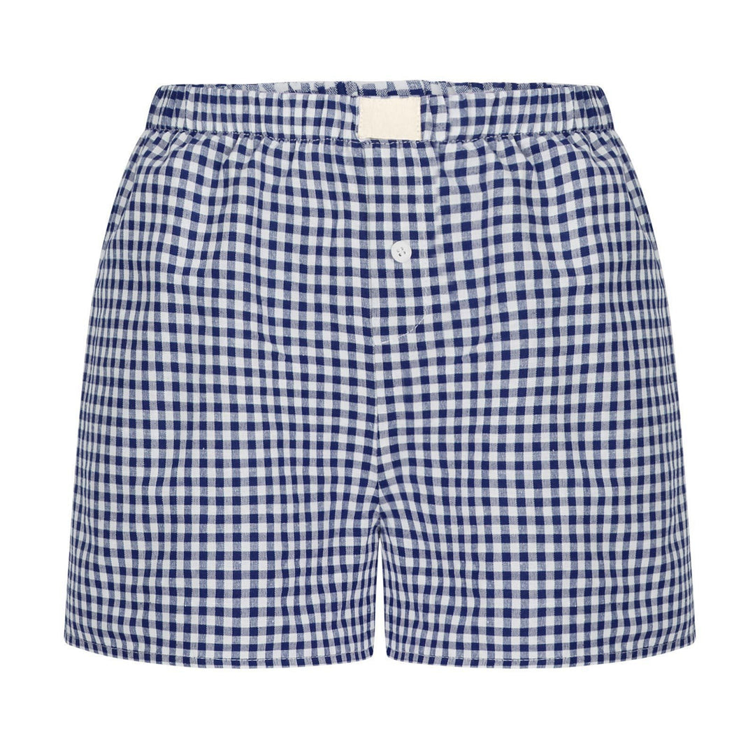 Dame afslappet bomulds kort natbukser med Gingham-mønster Stilla