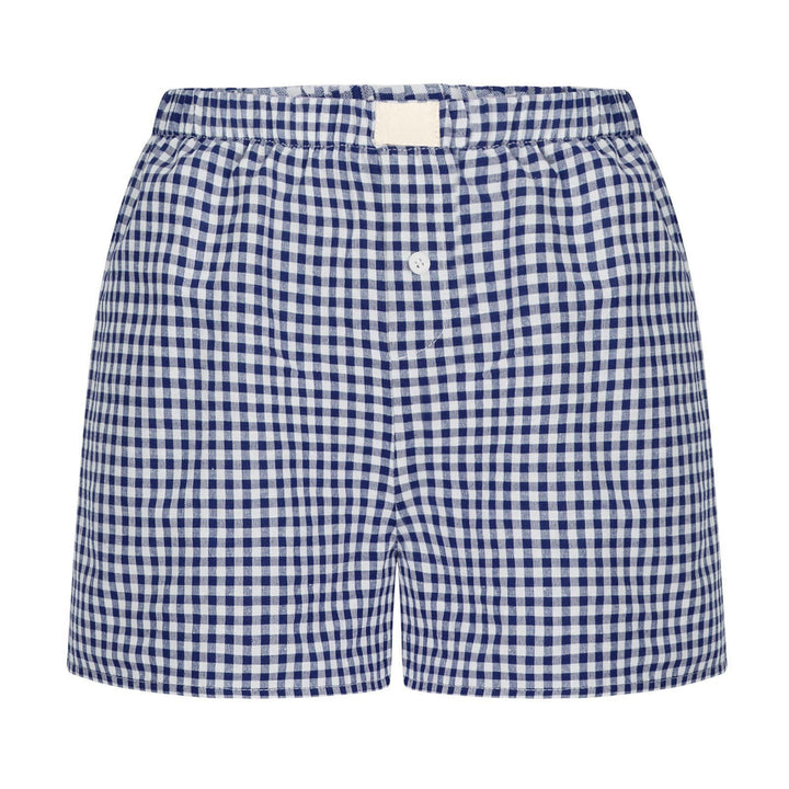 Dame afslappet bomulds kort natbukser med Gingham-mønster Stilla
