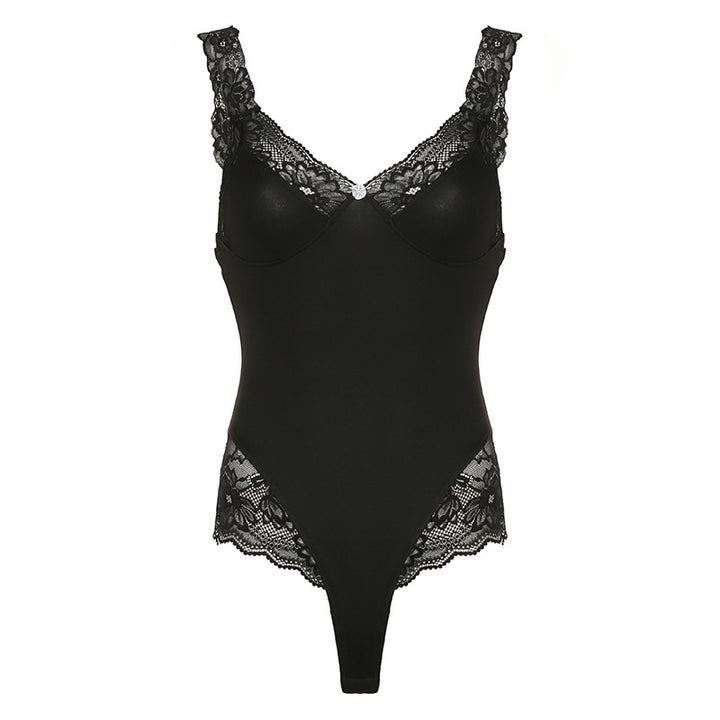 Dame bodystocking med elegant spidsedekoration og komfortabel pasform Skovae