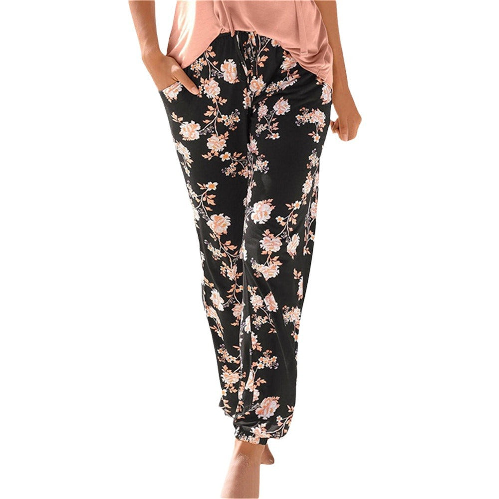 Dame let Jersey-bukser med blomsterprint Stilla