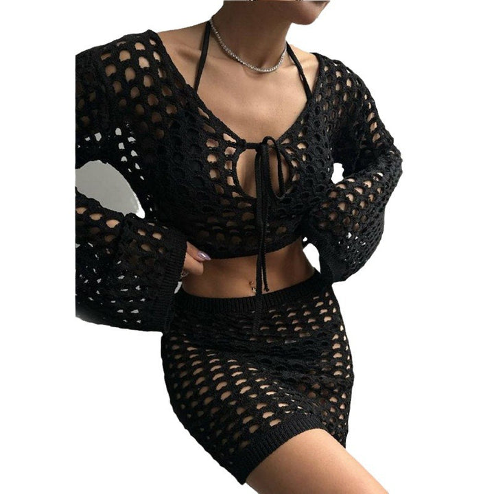 Dame hæklede strandoutfit med løs pasform og vidde ærmer Stilla