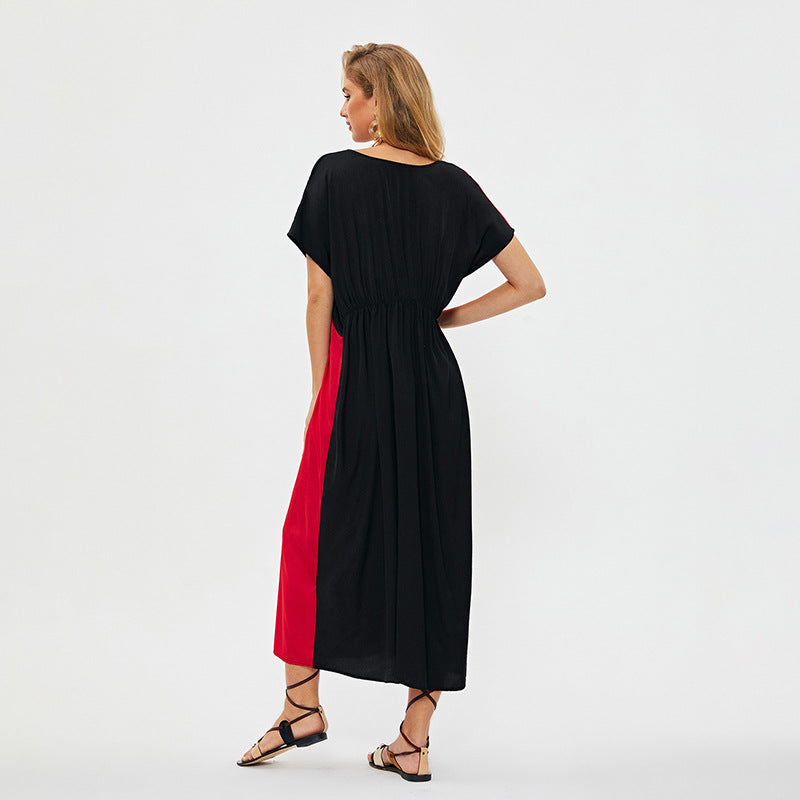 Dame Maxikjole med raffineret Colorblock-design Stilla