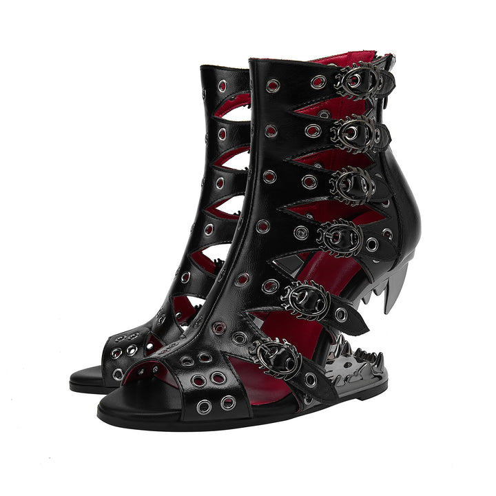 Femme Edgy Åben Tå Stiletto Sandaler med dekorative Nitter Stilla