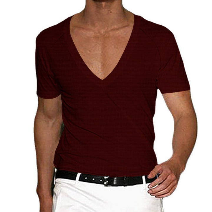 Herrer moderne V-hals T-shirt med åndbare egenskaber Stilla