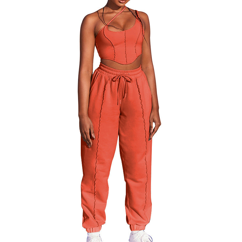 Dame Sporty Crop-Top og Joggingpants Sæt Stilla