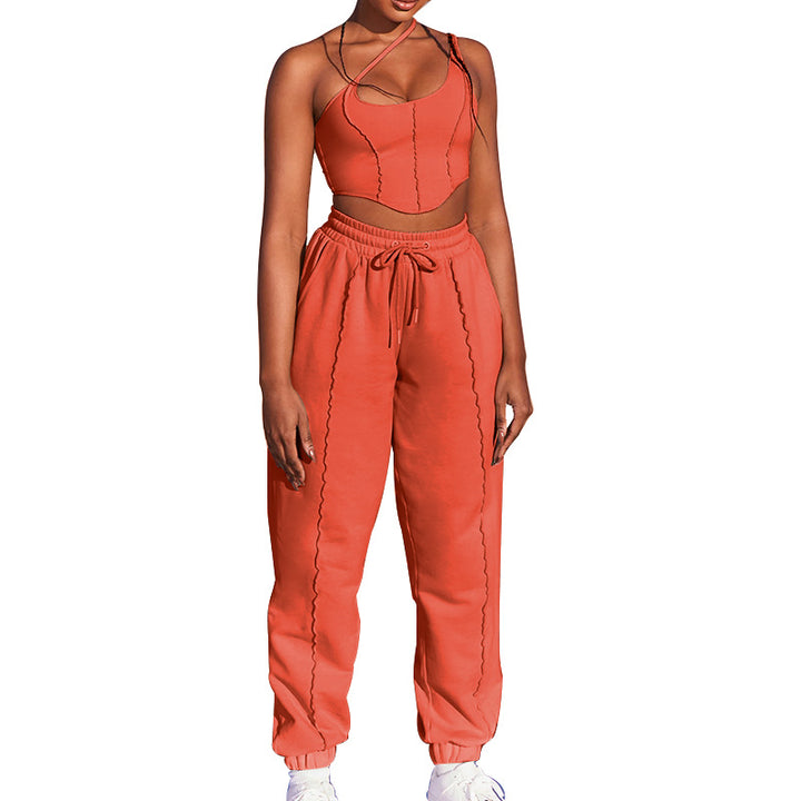 Dame Sporty Crop-Top og Joggingpants Sæt Stilla