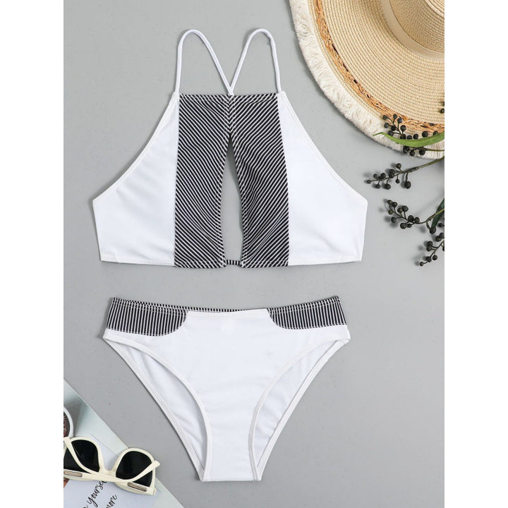 Dame Sport-Bikini med moderne stribedesign og justerbare stropper Skovae