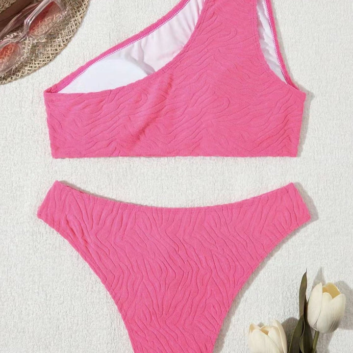 Dame Bikini-sæt med asymmetrisk design og trendy struktur Stilla