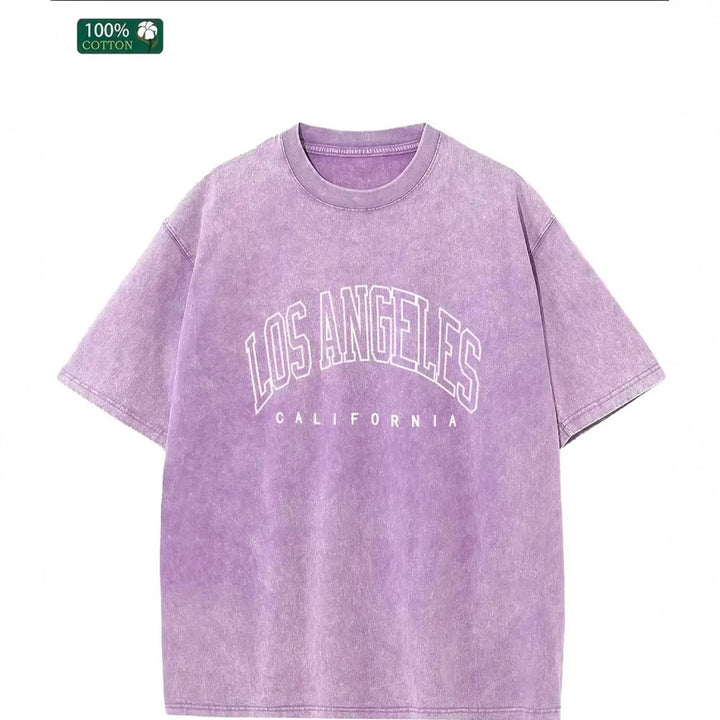 Dame Oversized T-Shirt med nostalgisk Los Angeles print og afslappet snit Stilla