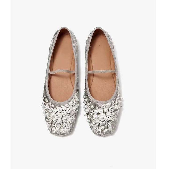 Femme Dekorative Perle-prydede Ballerinas Stilla