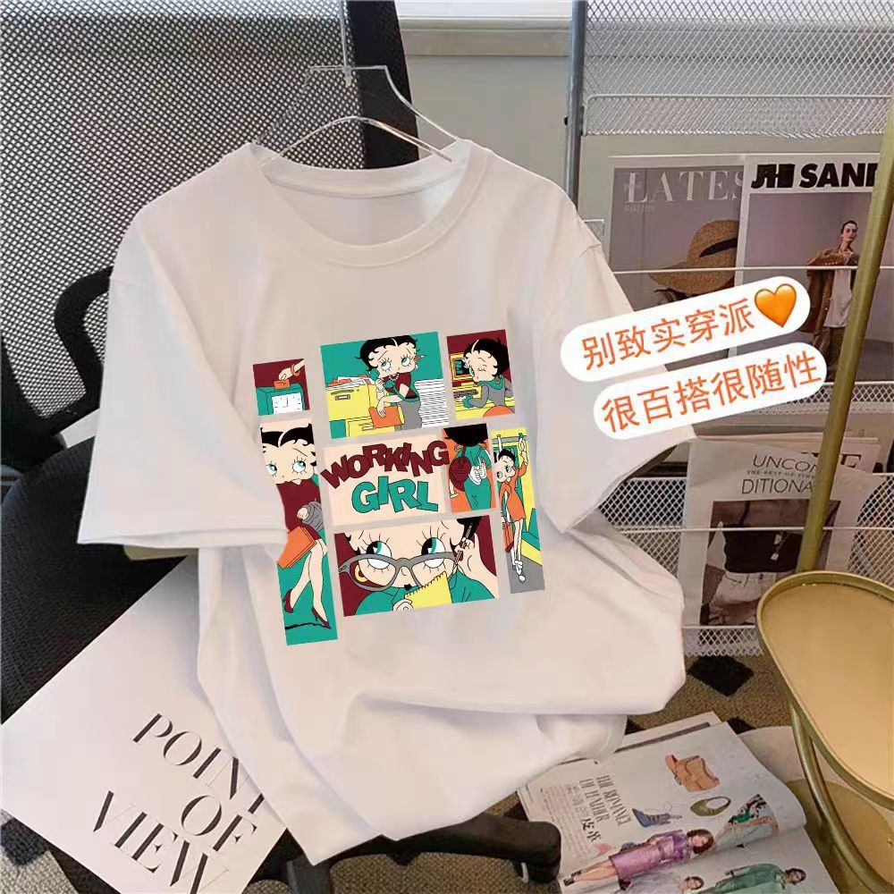 Dame T-shirt med kreativt comic-design Stilla