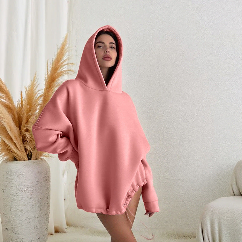 Kvindernes oversized hoodie med justerbar talje og kængurulomme Skovae