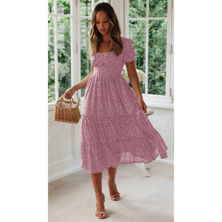 Femme Floral Print Maxi-Kjole med firkantet Udsnit Stilla