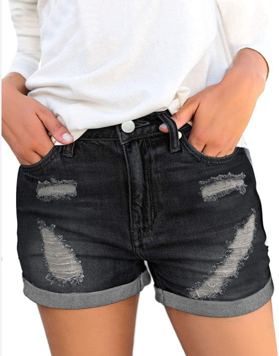 Dame Zerrissede Denim-Shorts med modepræg og afslappet snit Stilla