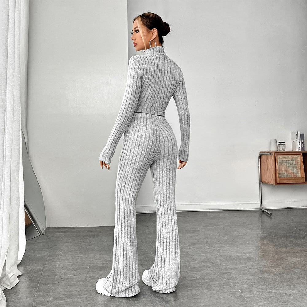 Kvinders cropped sweater med høj talje og brede ben Stilla