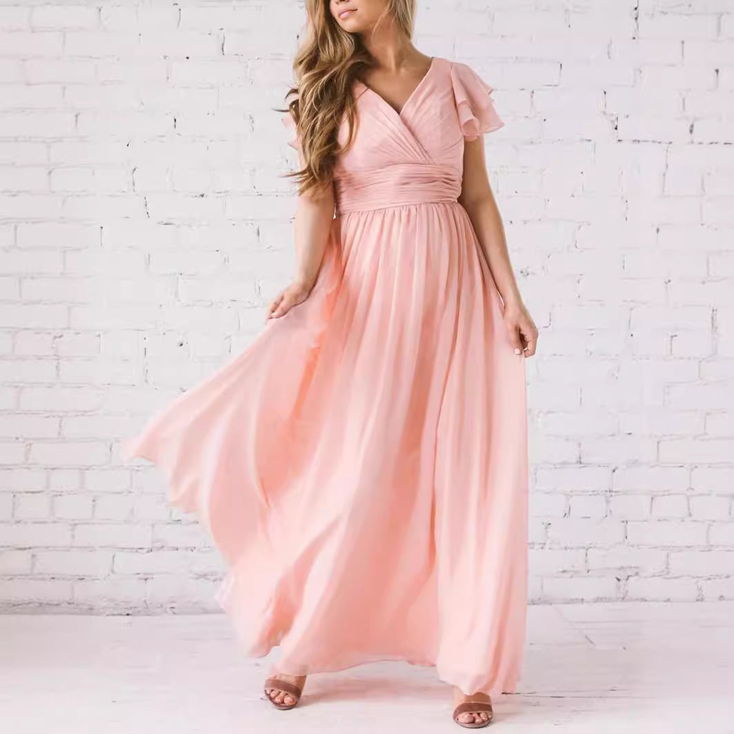 Damer Elegant Maxi Kjole med Flattermer Stilla