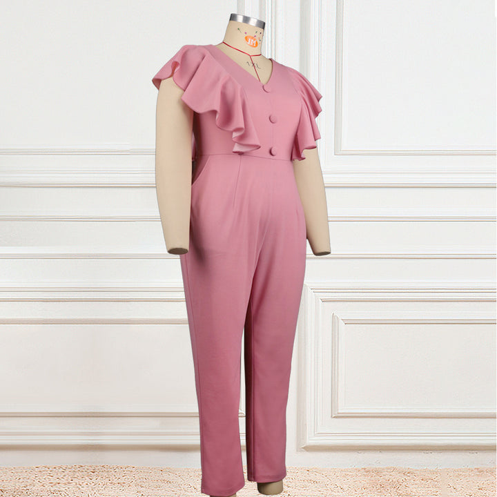 Dame Elegant Jumpsuit med voluminøse flæsedetaljer Skovae