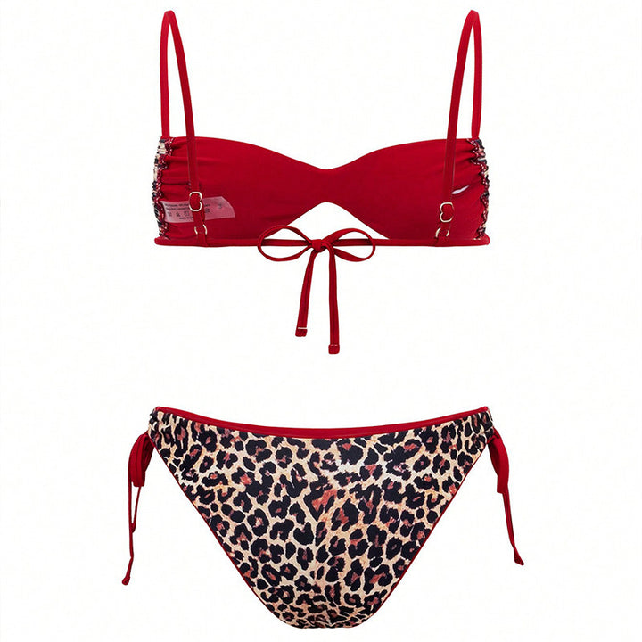 Dame triangel-bikini med dyreprint og justerbare bindebånd Skovae