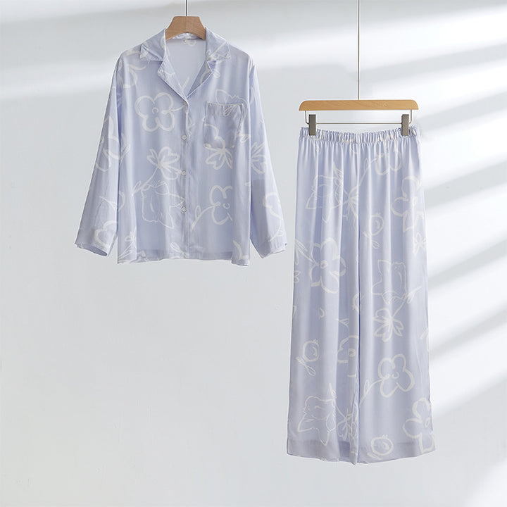 Dame Pyjama-sæt lavet af luftigt, kvalitets Viskosemateriale med blomsterprint Stilla