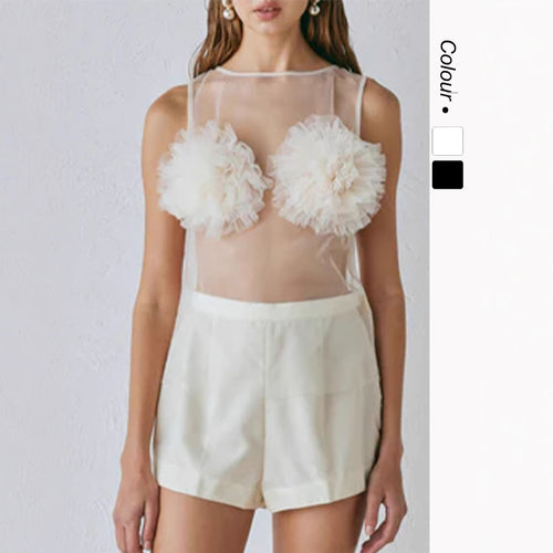 Women's Transparent Blouse with Voluminous Ruffles Skovae