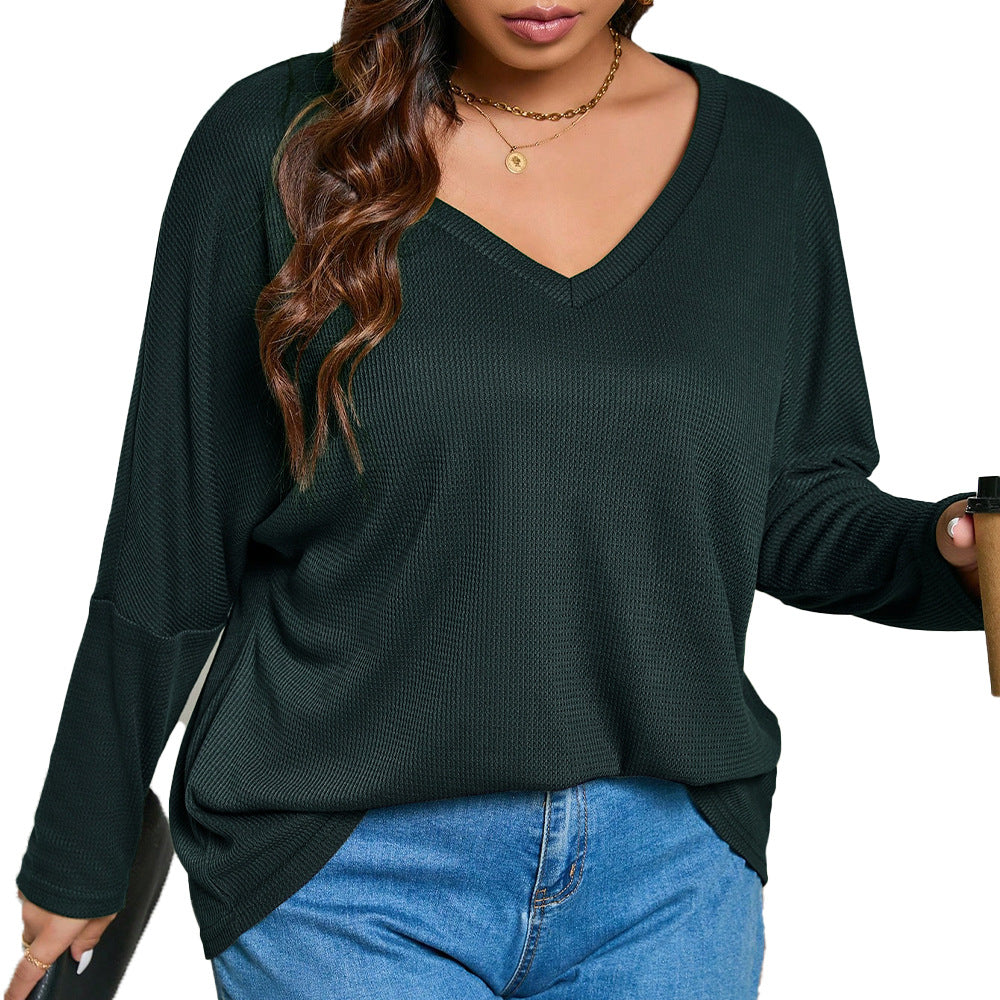 Dame Oversized V-Udskæring Pullover af Vaffelstof Stilla