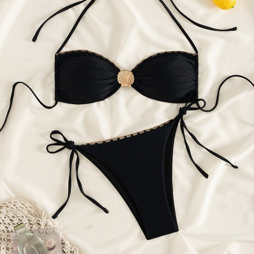 Dame Elegant Bikini med gyldne accenter Skovae