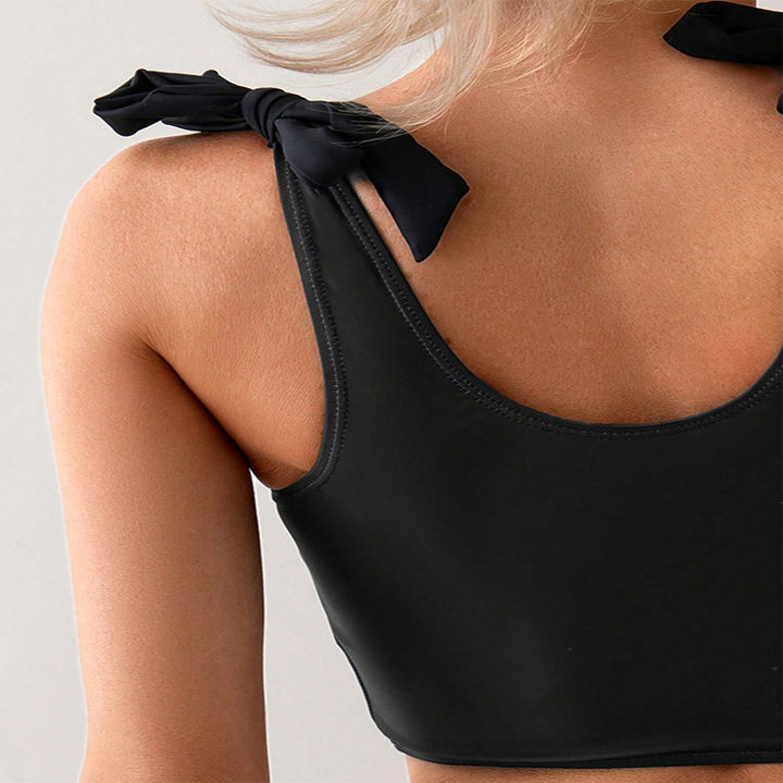 Dame bikini-sæt med trendy crop top og høj talje Stilla