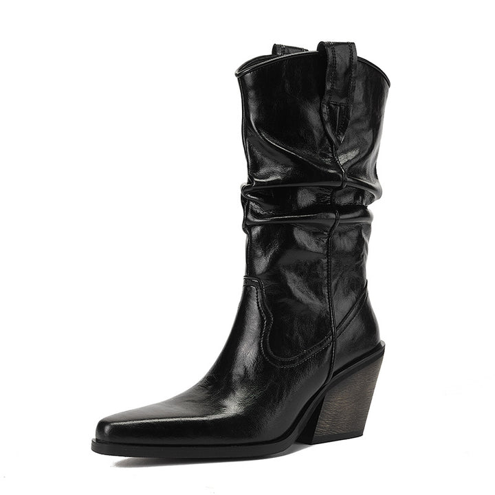 Femme Slouchy Western-inspirerede Støvler med Blokhæl Stilla