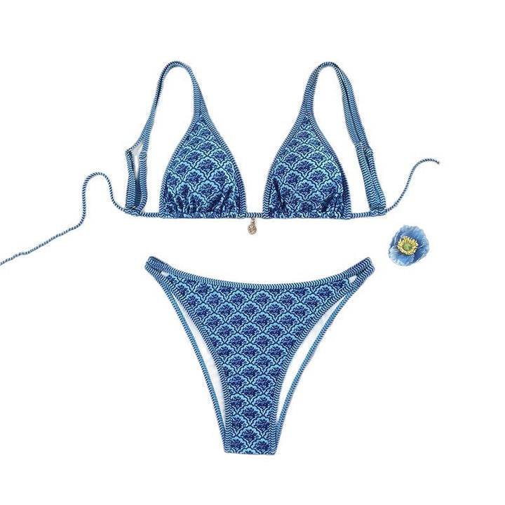Dame triangel-bikini med sofistikeret mønster Skovae