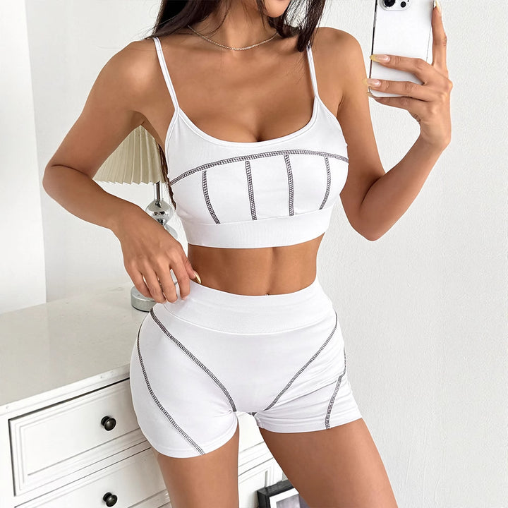 Dame Sportsæt med Crop-Top og Shorts Skovae