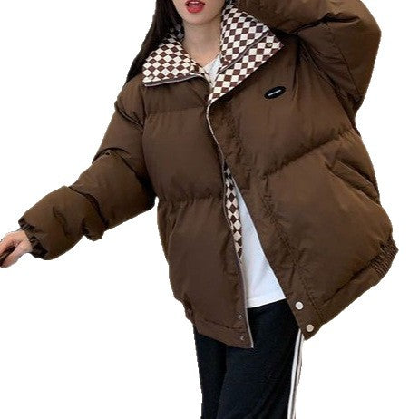 Kvinders mode oversized vinterjakke med ternet krave Stilla