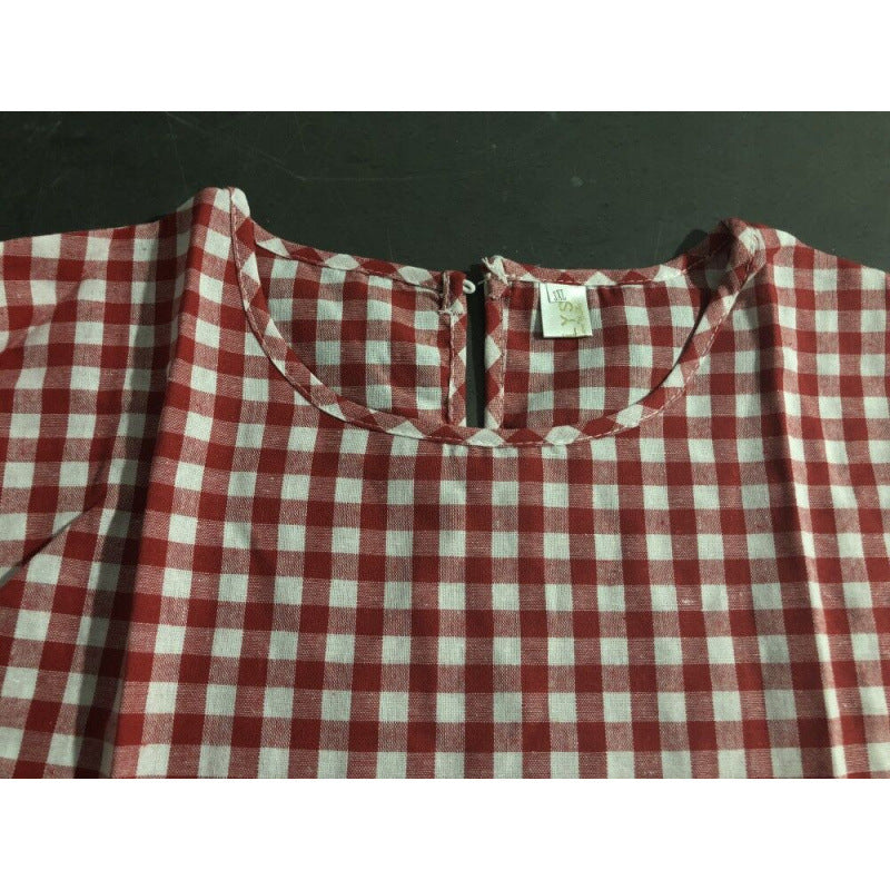 Dame Gingham Tern Rynkeærme Top Stilla