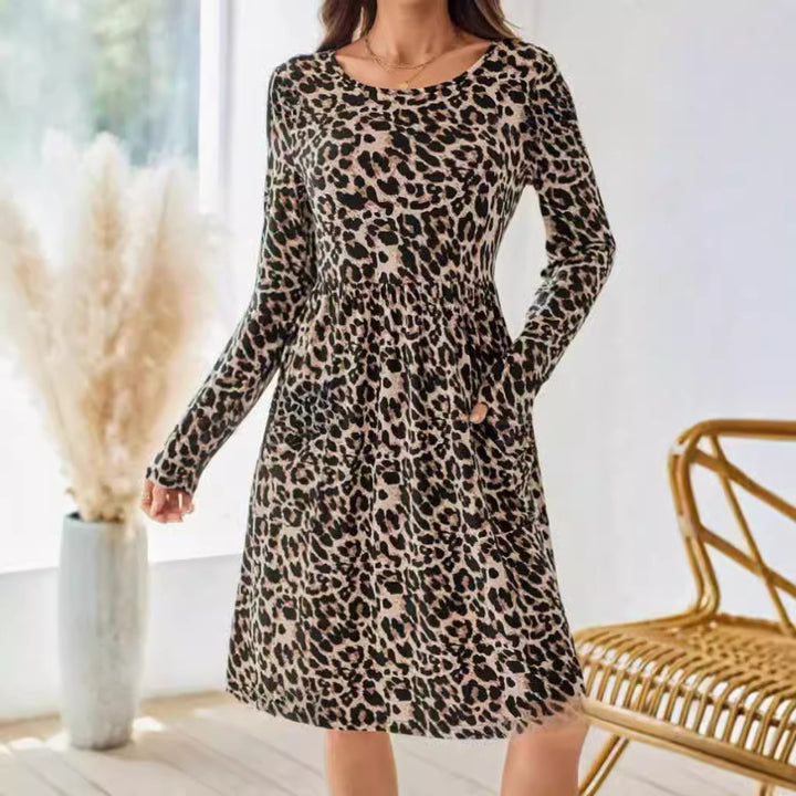 Dame fritidkjole med leopardmønster Stilla
