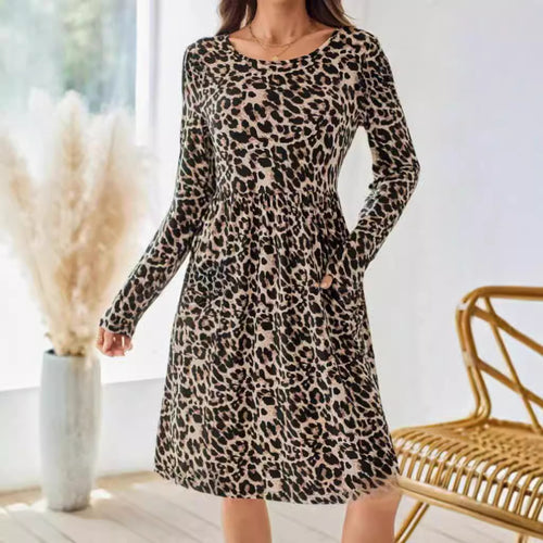 Dame fritidkjole med leopardmønster Stilla